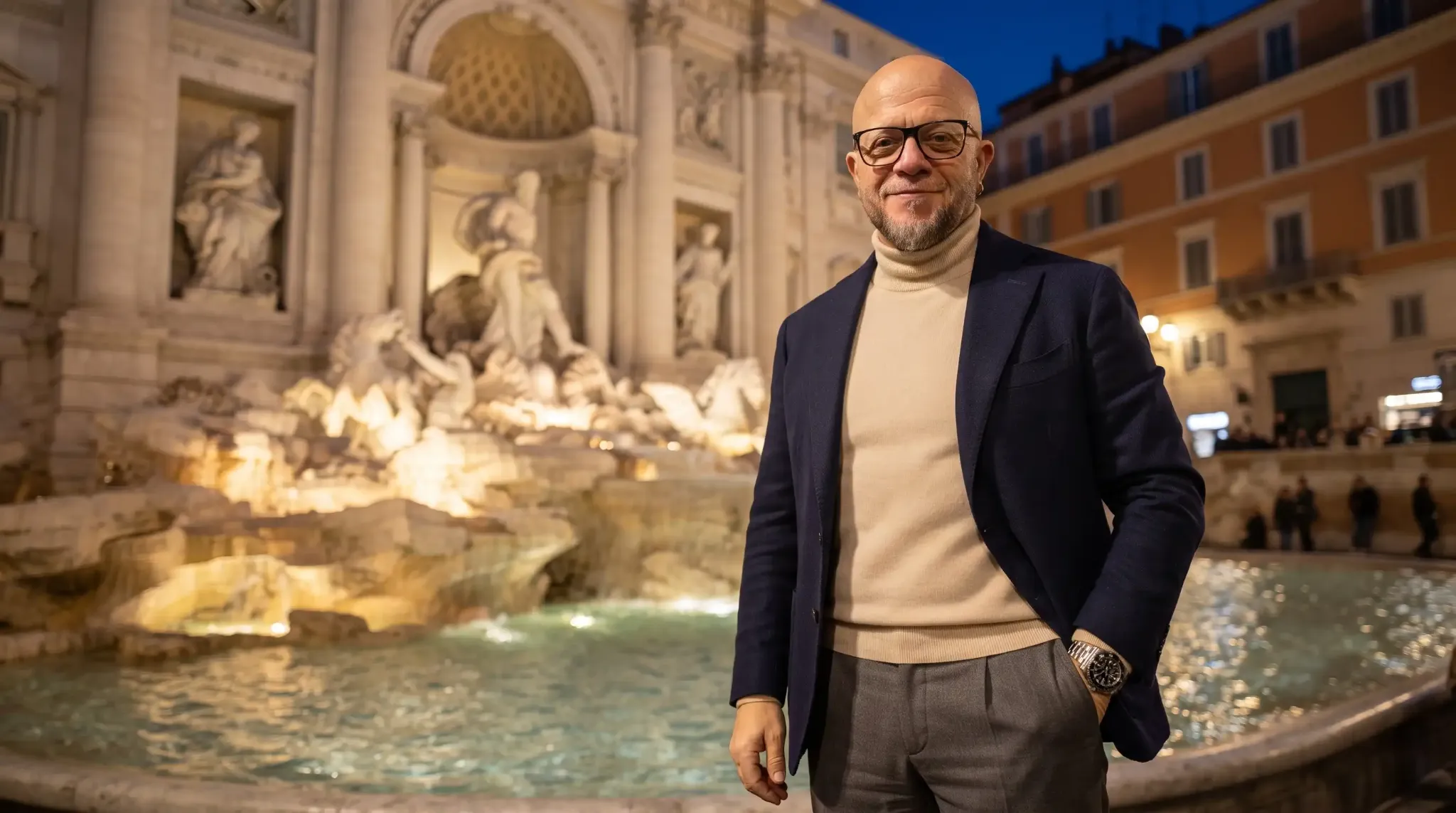 Guillermo frente a la Fontana di Trevi